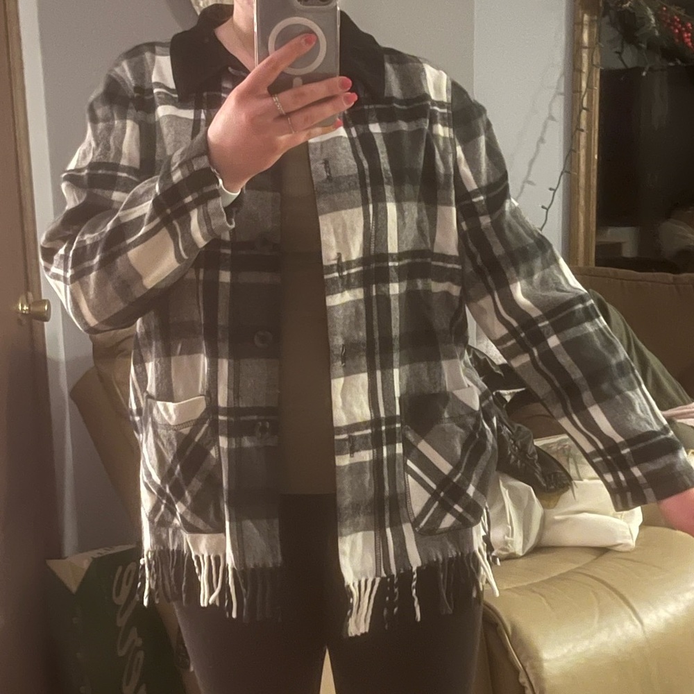 COLDWATERCREEK Plaid Buttoned Shacket Size M